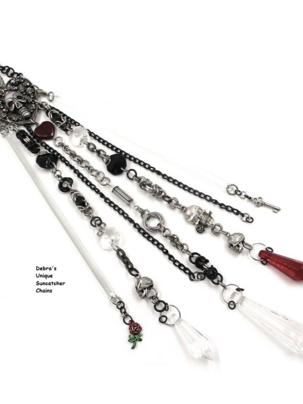 Skull Suncatcher Decor Crystals Chimes Valentine Link Heart Rose Unique Chains